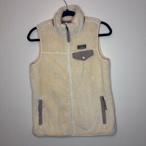 L.L. Bean Women's Cream Fleece Soft Vest Outdoor Warm Cozy